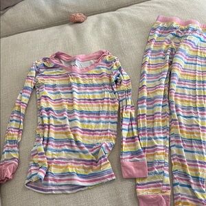 Little Sleepies Striped Kids Pajamas Set - Pink, Yellow, Blue